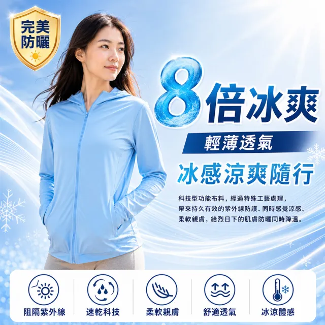 【QIDINA】特價 買一送一/台灣獨家設計款涼感防曬外套 2入(薄外套 連帽外套 涼感外套 夏天外套女 冰絲外套)