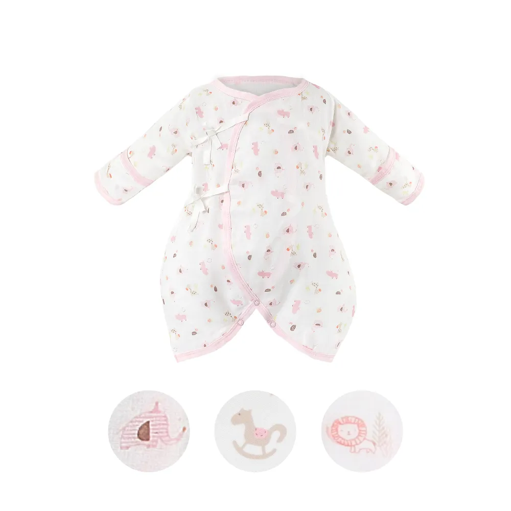 【ding baby】MIT台灣製【2入】純棉反摺紗布蝴蝶衣(粉/白)