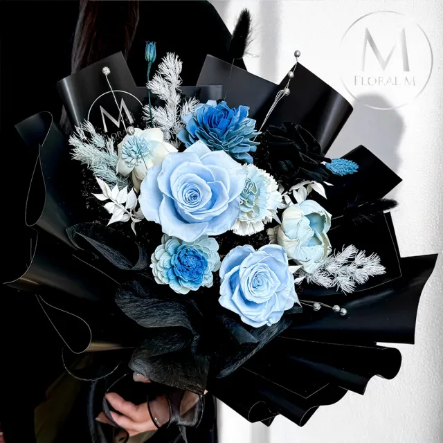 【Floral M】永生花束法式海洋之吻贈香氛油(乾燥花/永生花/情人節花束/告白禮物/求婚花禮/生日花束)