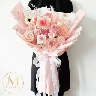 【Floral M】法式蜜桃之戀擴香花束贈香氛油(情人節花束/告白求婚花束/擴香花束/香氛花束/生日花束)