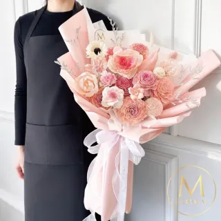 【Floral M】法式蜜桃之戀擴香花束贈香氛油(情人節花束/告白求婚花束/擴香花束/香氛花束/生日花束)