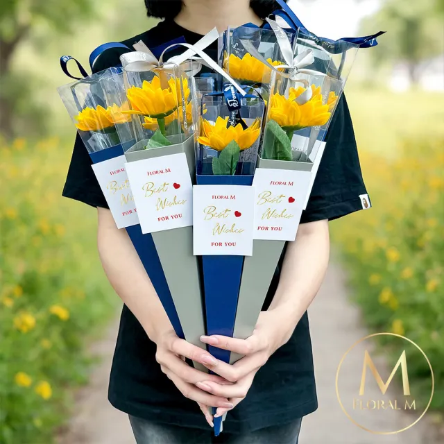 【Floral M】最好祝福向日葵香水花質感灰(畢業花束/香水花束/向日葵花束/畢業禮物/祝福花束)