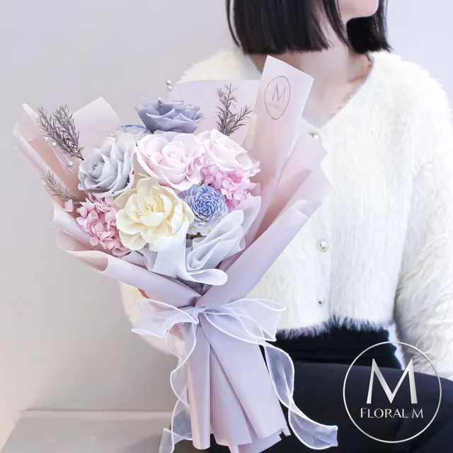 【Floral M】夢幻布里斯永生花束贈香氛油(乾燥花/永生花/情人節花束/告白禮物/求婚花禮/生日花束)