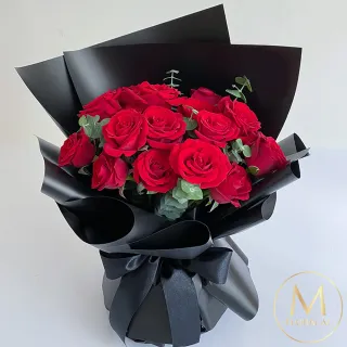 【Floral M】黑王子愛德華玫瑰鮮花花束(情人節花束/告白禮物/求婚花束/鮮花花禮/玫瑰花束/生日花束)