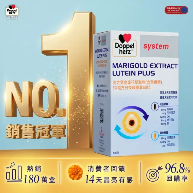 即期品【Doppelherz 德之寶】葉黃素日夜軟膠囊60粒/盒(德國雙心)