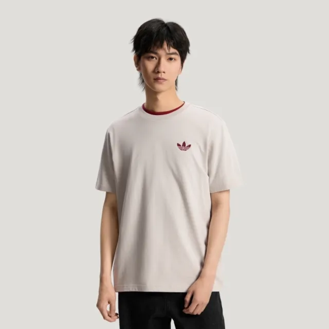 【adidas 愛迪達】Trefoil Tee 男 T恤 運動上衣 休閒短袖 灰白 亞版 純棉 印花(LE7354)