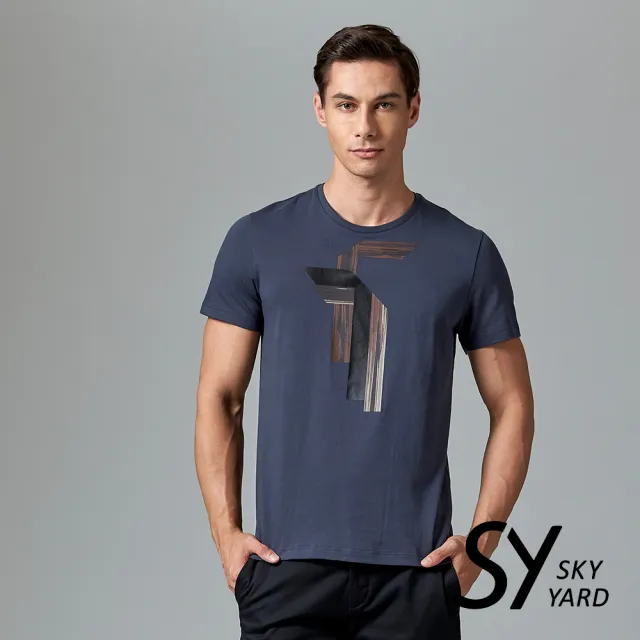 【SKY YARD】網路限定款-個性漸層印花短袖圓領T恤-灰色