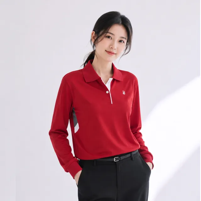 【遊遍天下】MIT台灣製女款抗UV吸濕排汗長袖POLO衫GL1055紅色(M-5L 大尺碼)