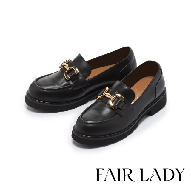 【FAIR LADY】品牌經典 小時光 經典馬銜釦真皮樂福鞋(黑/5A2832 女鞋)