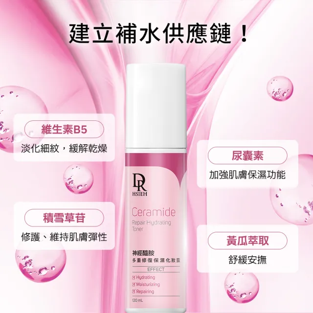 【Dr.Hsieh 達特醫】神經醯胺多重修復明星3步驟組(化妝露+精華液+乳液/官方直營)