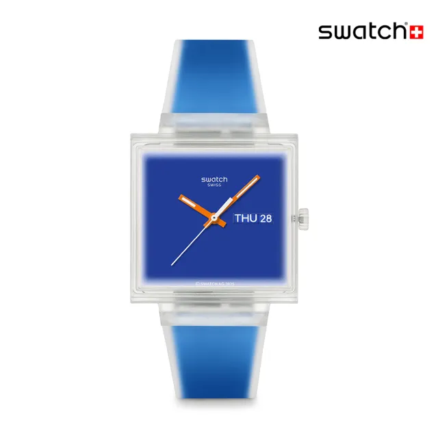 【SWATCH】WHAT IF...SEE THRU BLUE? 經典手錶/男錶/女錶/瑞士製造 SO38K701 (42mm)