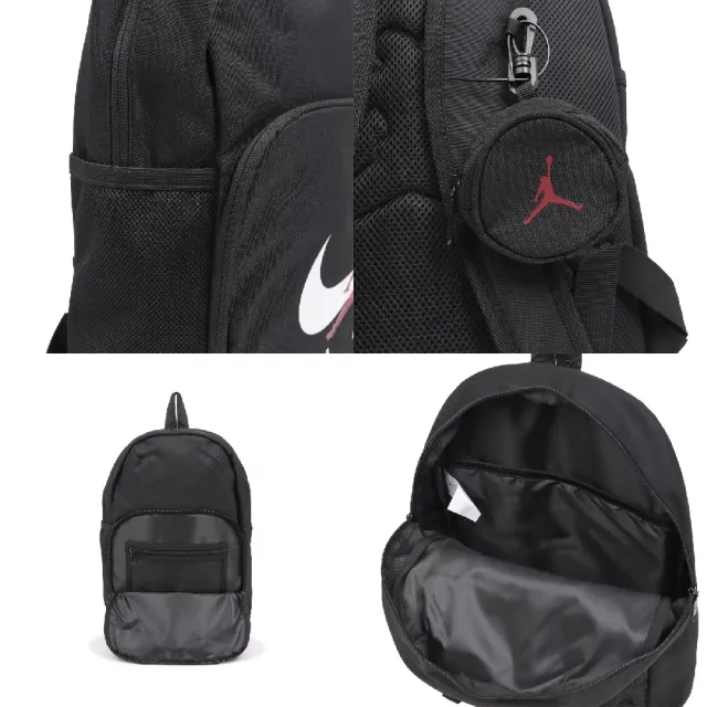 【NIKE 耐吉】後背包 Air School 兒童書包 17L 附零錢小包 黑 JD2633021GS-001