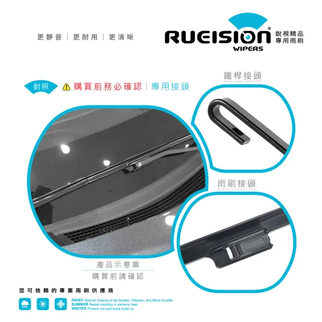 【RUEISION 銳視雨刷】INFINITI Q60 專用硬骨雨刷 矽膠鍍膜 26+17吋(2016-2021) ※務必確認接頭