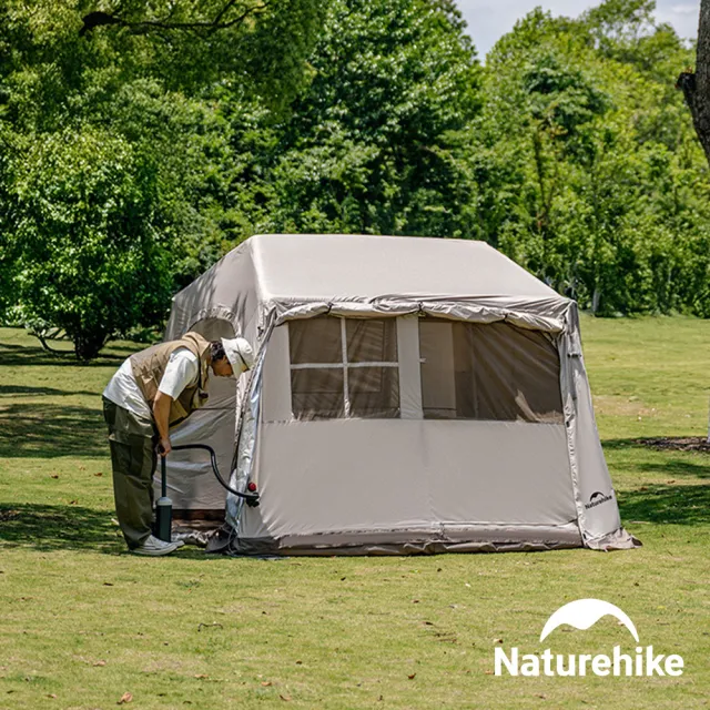【Naturehike】Village6.0銀膠一室兩廳屋脊充氣帳篷3-4人 一般款 WS037 (台灣總代理公司貨)