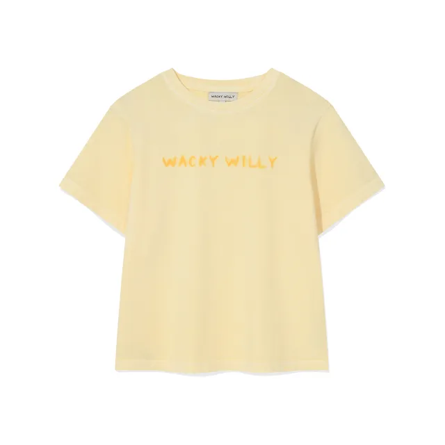 【Wacky WiLLY】女款拼染短版短袖T恤(WMS短袖上衣 淺黃色)
