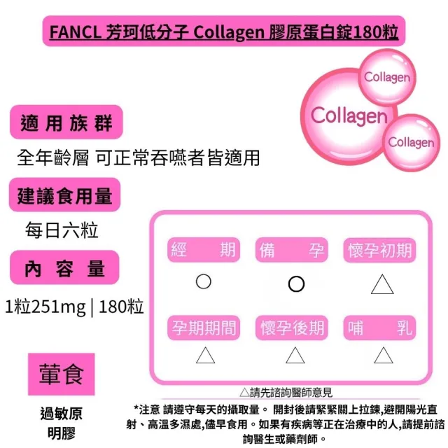 【FANCL 芳珂】低分子 Collagen 膠原蛋白錠180粒X3(30日份/包)