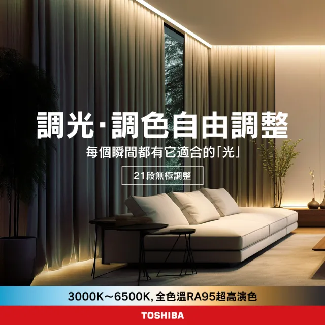 【TOSHIBA 東芝】3-5坪 微月韻45W RA95極光美肌 炫彩RGB 調光調色遙控吸頂燈(LEDRGB45-03S)