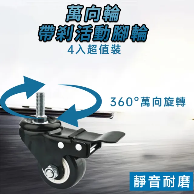 【Perfect angel】升降桌專用可剎車萬向輪-4入組PVC輪子 鐵力士架輪 萬向輪 替換輪 升降桌配件)