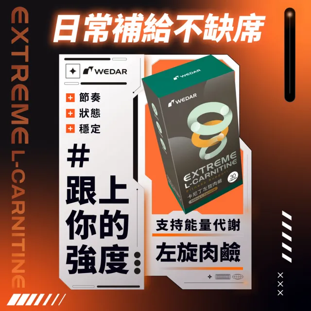 【Wedar 薇達】卡尼丁左旋肉鹼 6盒組(30顆/盒.L-肉鹼.促進新陳代謝.純素.運動補給)