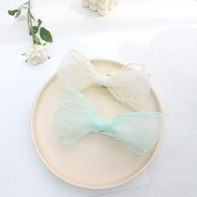 【橘魔法】點點紗質蝴蝶結鬆緊髮帶 女童 兒童 童裝 花童 髮飾 禮服 全家福 攝影 髮圈