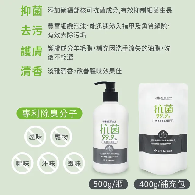【Dr’s Formula 台塑生醫】抗菌洗手乳500g 3入組