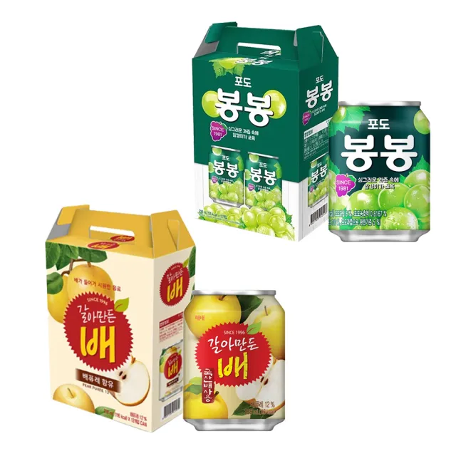 【韓味不二】海太韓國水梨汁/葡萄汁238ml*12入x2盒(口味任選)春節禮盒/節慶禮盒/送禮推薦