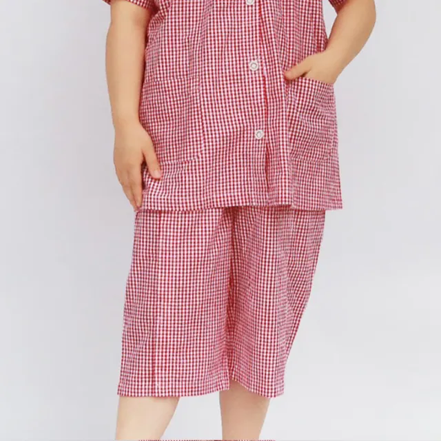 【B+ 大尺碼專家】(上衣+短褲) 護理服 女款 易穿脫 黏貼式 全開 夏季 全棉 套裝 (A010201)