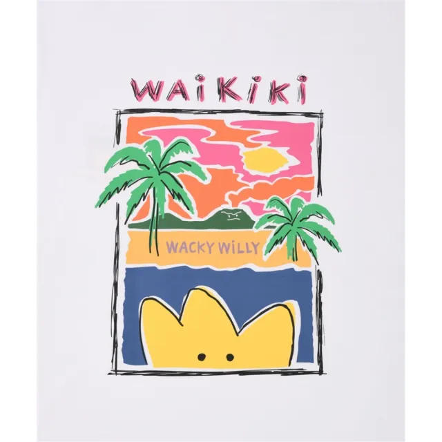 【Wacky WiLLY】海灘主題圖案短袖上衣(UNI短袖上衣 白色)