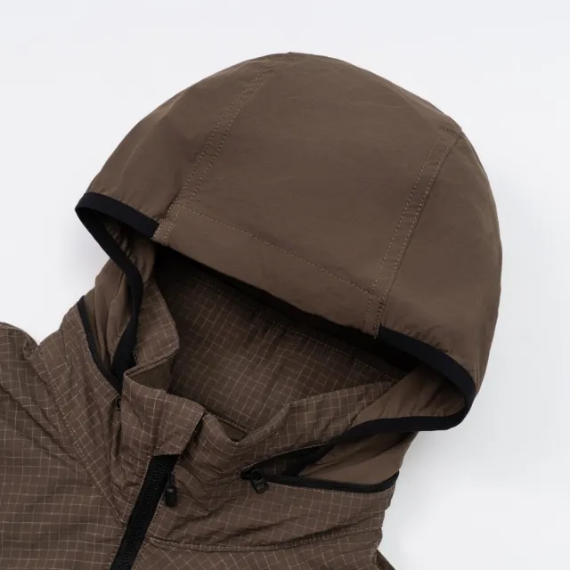 【The North Face】北面男款棕色WindWall防風防曬可收納連帽外套｜8ENF1OI