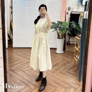 【my stere 我的時尚秘境】純棉大口袋綁帶連身裙 兩色可選 純棉連身裙 純棉洋裝 挺版連身裙 綁帶洋裝