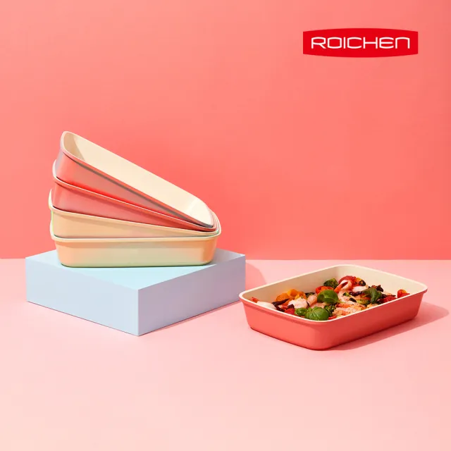 【Roichen】韓國製 29cm方型煎烤鍋+可拆把手(IH爐 全火源適用 露營 輕量鍋陶瓷塗層不沾鍋)