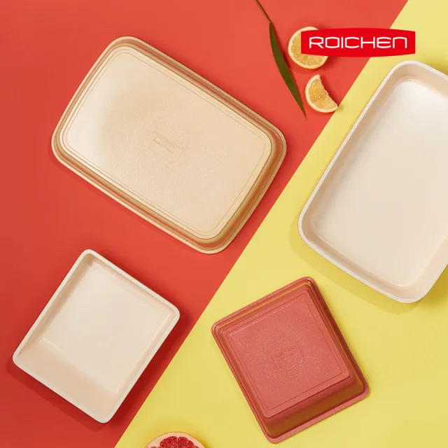 【Roichen】韓國製 29cm方型煎烤鍋+可拆把手(IH爐 全火源適用 露營 輕量鍋陶瓷塗層不沾鍋)