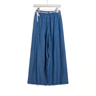 【SOMETHING】女裝 萊賽爾綁帶寬褲(中古藍)