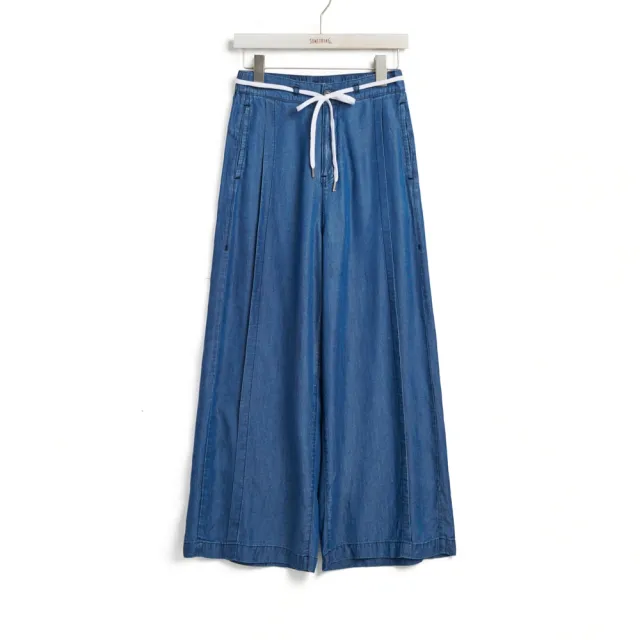 【SOMETHING】女裝 萊賽爾綁帶寬褲(中古藍)