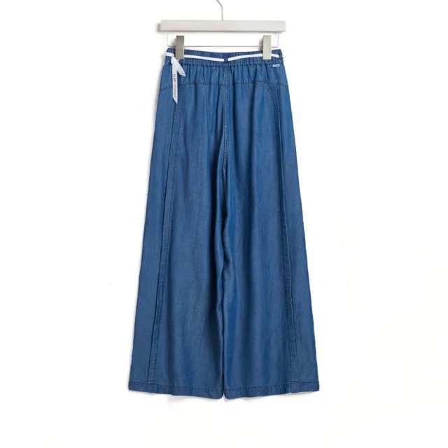 【SOMETHING】女裝 萊賽爾綁帶寬褲(中古藍)