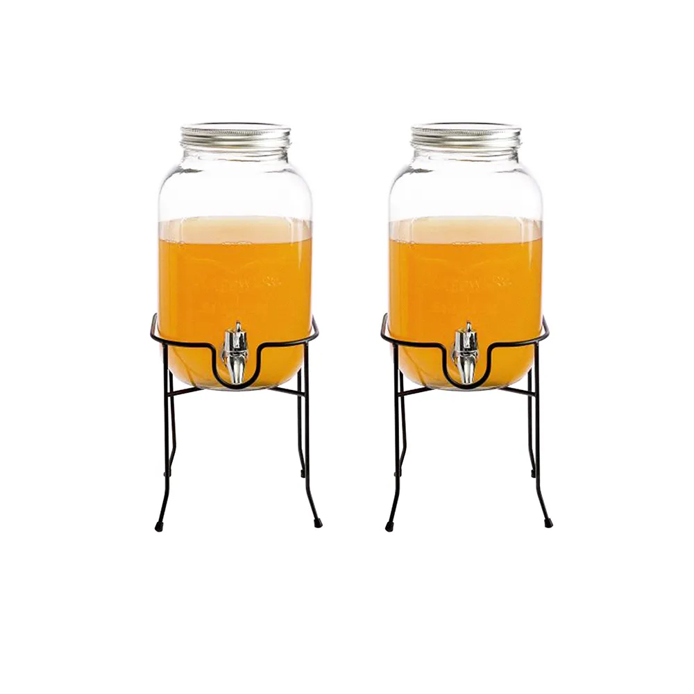 【日本FOREVER】夏天必備派對玻璃果汁飲料桶4L-含桶架(買一送一)
