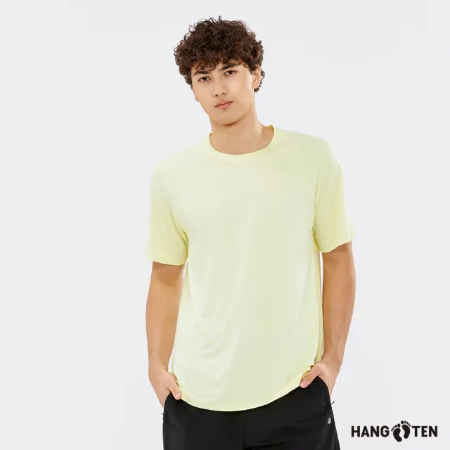 【Hang Ten】Hang Ten- 吸濕快乾提花針織修身短袖T恤-男(奶油米)