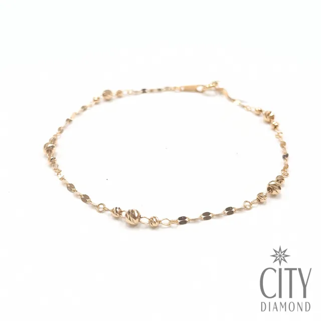 【City Diamond 引雅】18K 日本 刻面閃耀 葉片球 黃K金 手鍊 (東京Yuki表參道系列)