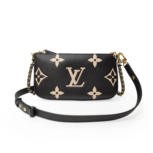 【Louis Vuitton 路易威登】M45777 經典Multi Pochette Accessoires系列兩用款肩背斜背包(全新展示品-黑色)