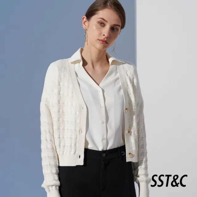 【SST&C】女裝 白色簍空針織衫罩衫8662304001(換季55折)