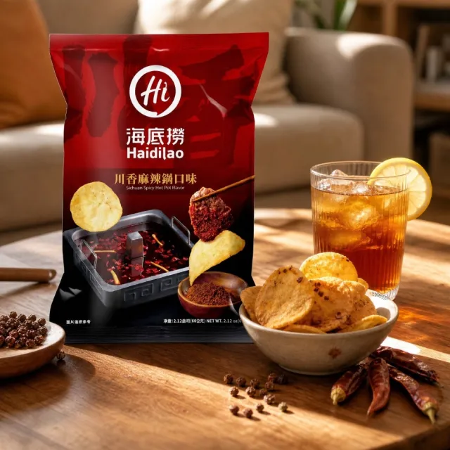 【海底撈】特色風味洋芋片_任選單一口味12包組(川辣皮蛋九層塔/川辣鍋/番茄鍋)