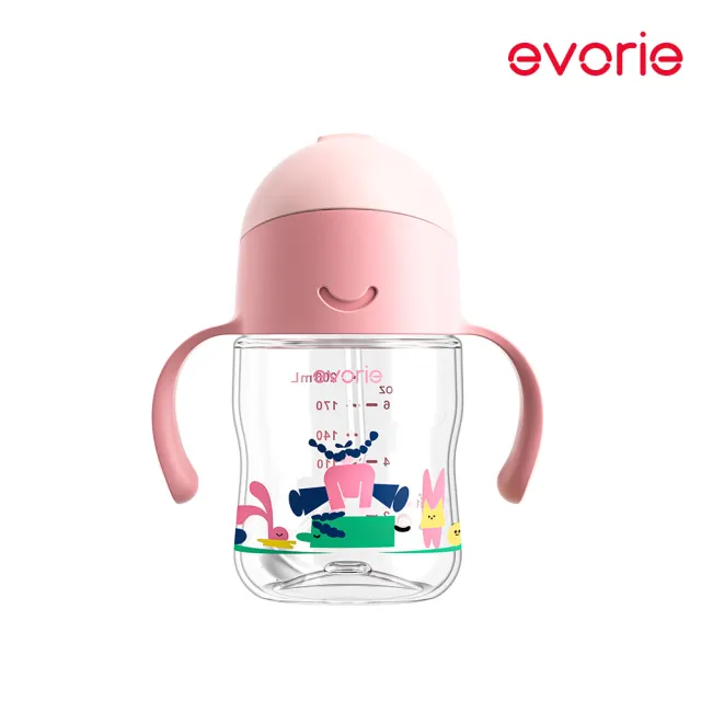 【Evorie】Tritan 200mL 學習吸管水杯2入組