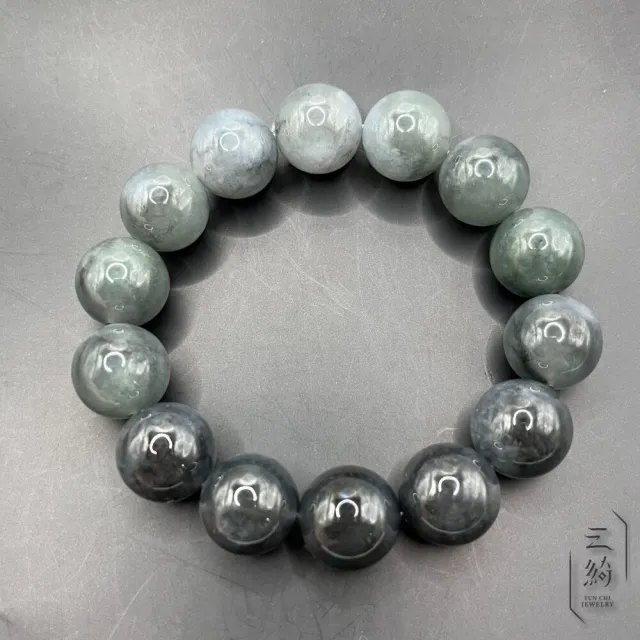 云綺珠寶 YUN CHI 天然緬甸A貨翡翠。冰潤 漸變色 烏雞 手串 14mm