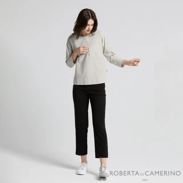【ROBERTA 諾貝達】日系工裝感幾何貼袋圓領上衣 DBK01-92