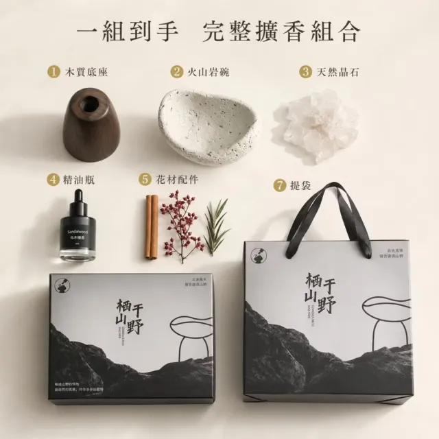 輕奢天然晶石香薰擴香禮盒(烏木檀香 招財開運 擴香原精 水晶擺件 精油  擴香 香氛)