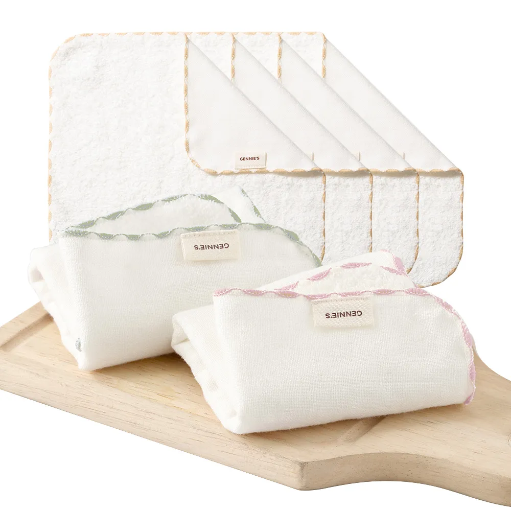 【Gennies 奇妮】6入組*純棉寶寶紗布毛巾(口水巾 隔汗巾 枕巾 餵奶巾 嬰兒 台灣製造)