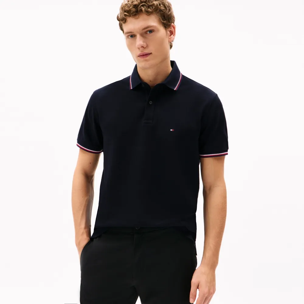 【TOMMY HILFIGER】官方旗艦館Tommy 滾邊設計經典 Polo 衫_藍色
