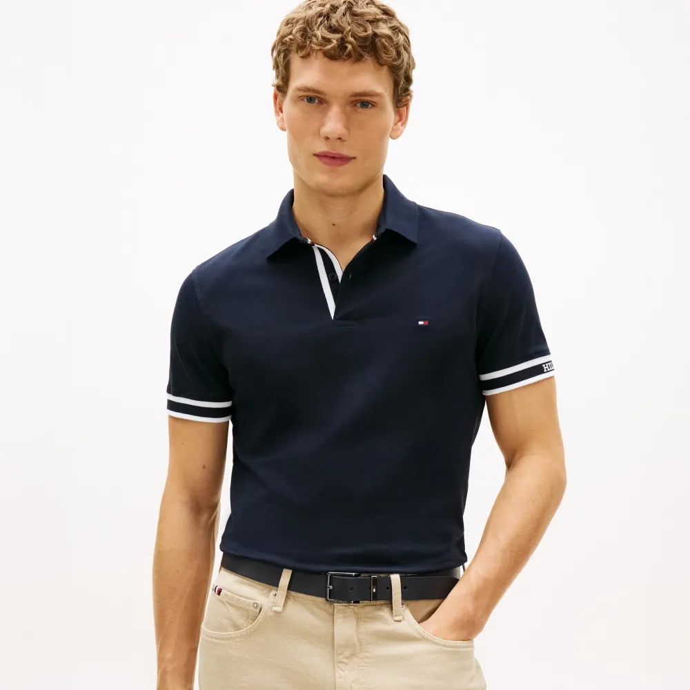【TOMMY HILFIGER】官方旗艦館Monotype 袖口修身版型 Polo 衫_藍色