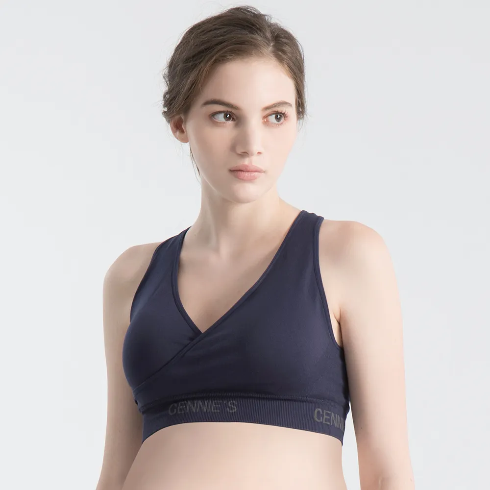 【Gennies 奇妮】哺乳內衣 AIR美型無鋼圈內衣 運動內衣(丈青)