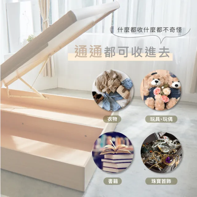 【藤原傢俬】雙USB附插座/燈二件式掀床組雙人加大6尺(床頭+掀床架)